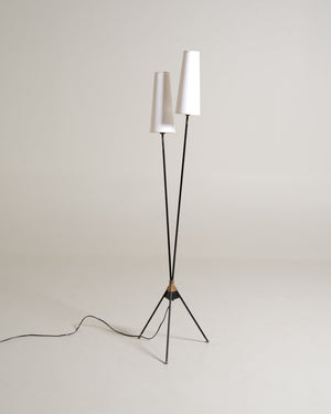 Lampada da terra scandinava con due paralumi, anni ’50