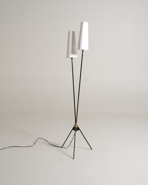 Lampada da terra scandinava con due paralumi, anni ’50