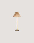 Lampada da tavolo in ottone con paralume plissettato, anni ’50