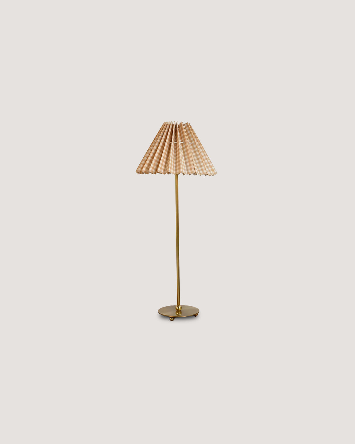 Lampada da tavolo in ottone con paralume plissettato, anni ’50