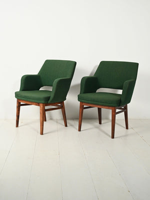 Coppia di poltroncine verdi Oslosund di Kinnarps anni ’50 2