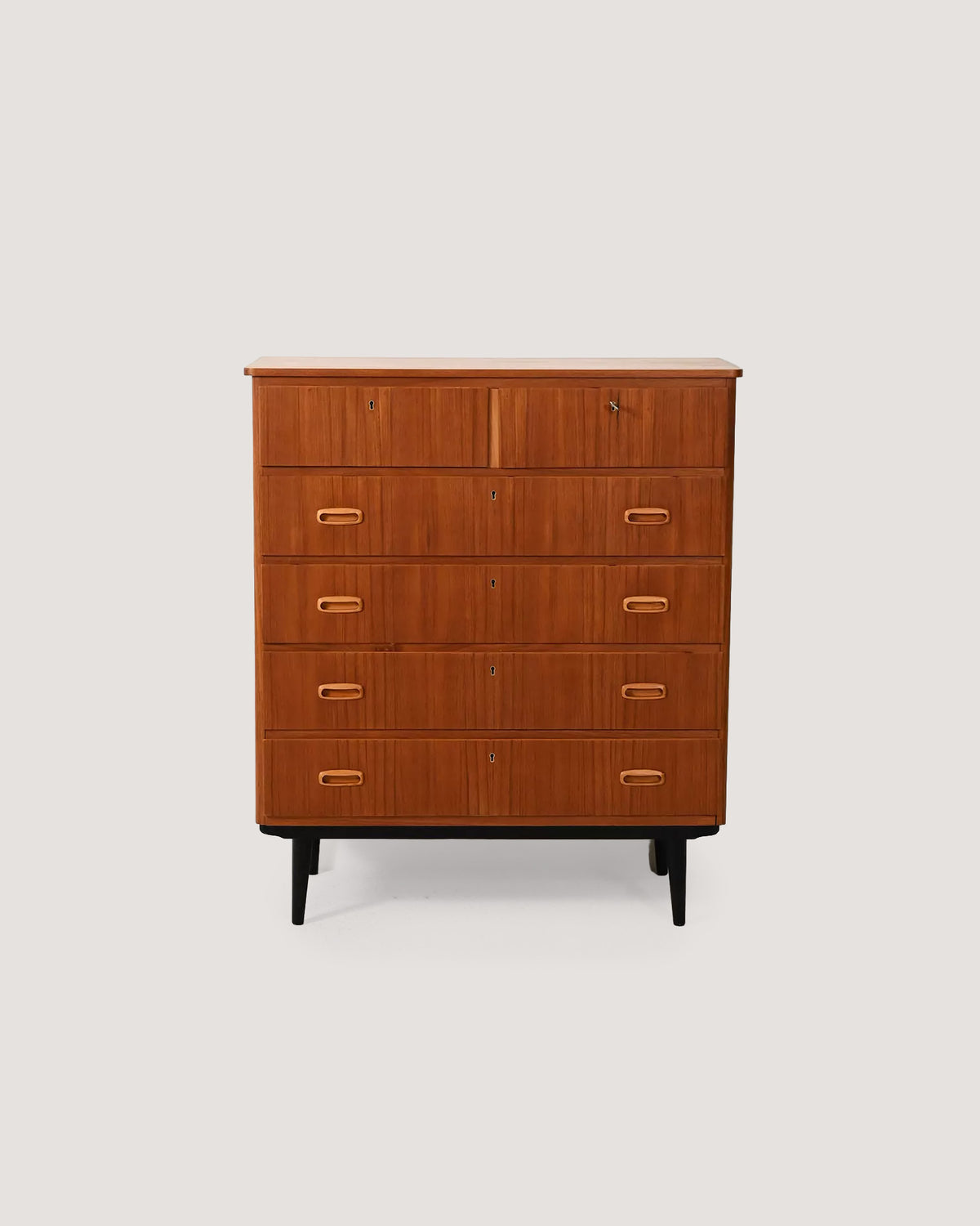 Cassettiera scandinava vintage con doppio cassetto superiore