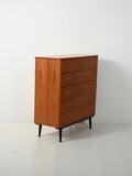 Cassettiera scandinava vintage con doppio cassetto superiore 2