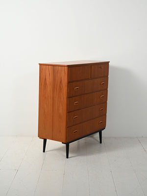 Cassettiera scandinava vintage con doppio cassetto superiore 2