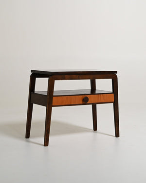 Comodino scandinavo in teak e legno scuro, anni '50