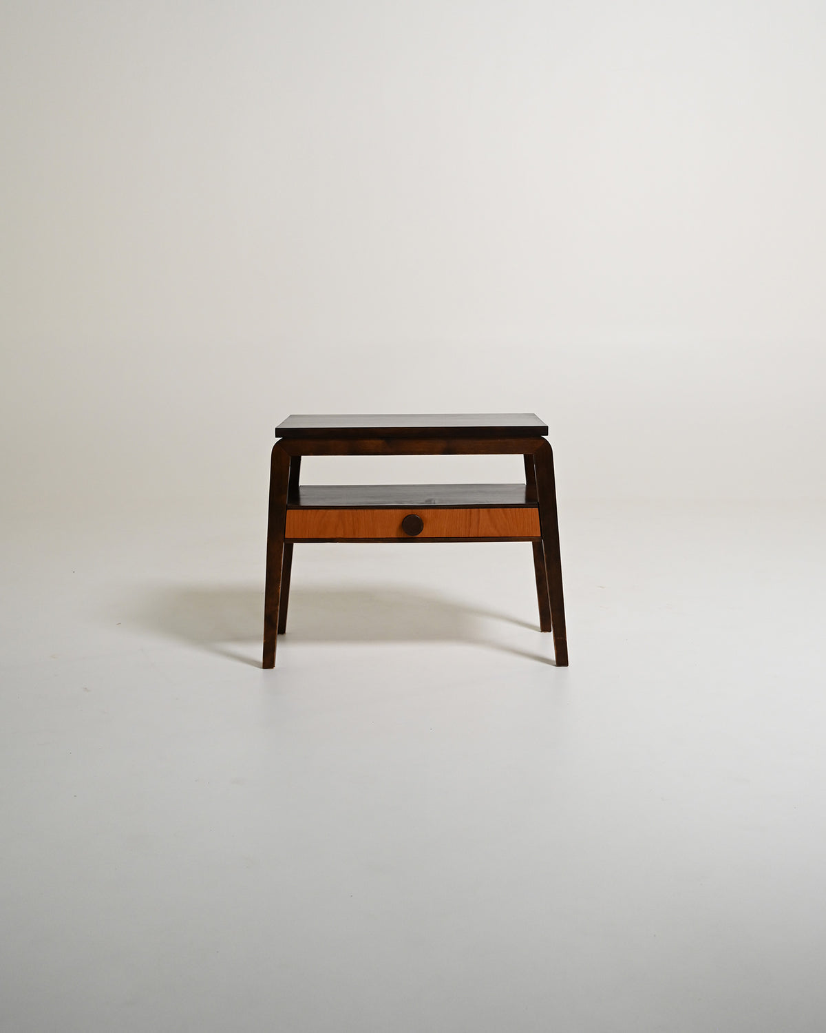 Comodino scandinavo in teak e legno scuro, anni '50