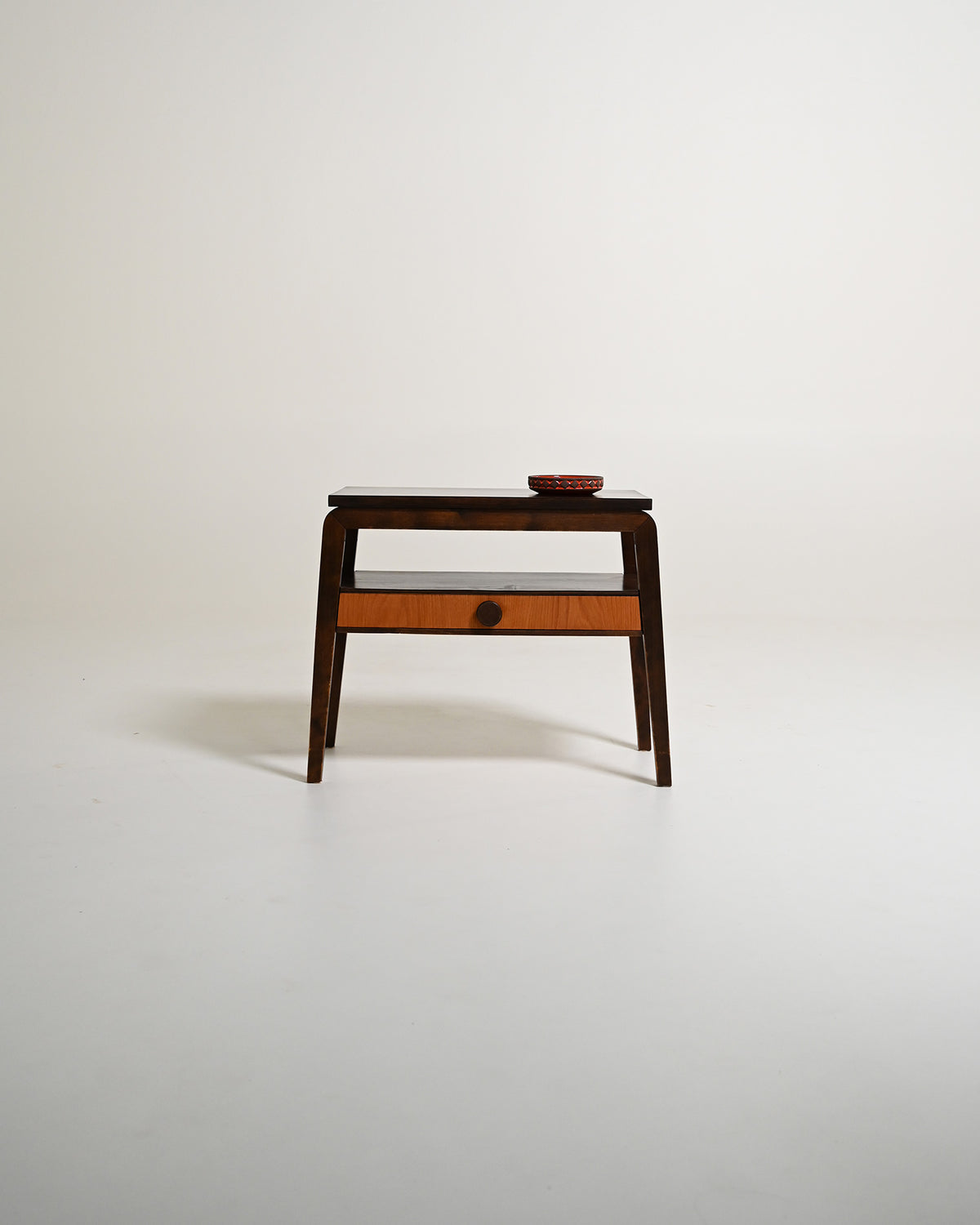 Comodino scandinavo in teak e legno scuro, anni '50