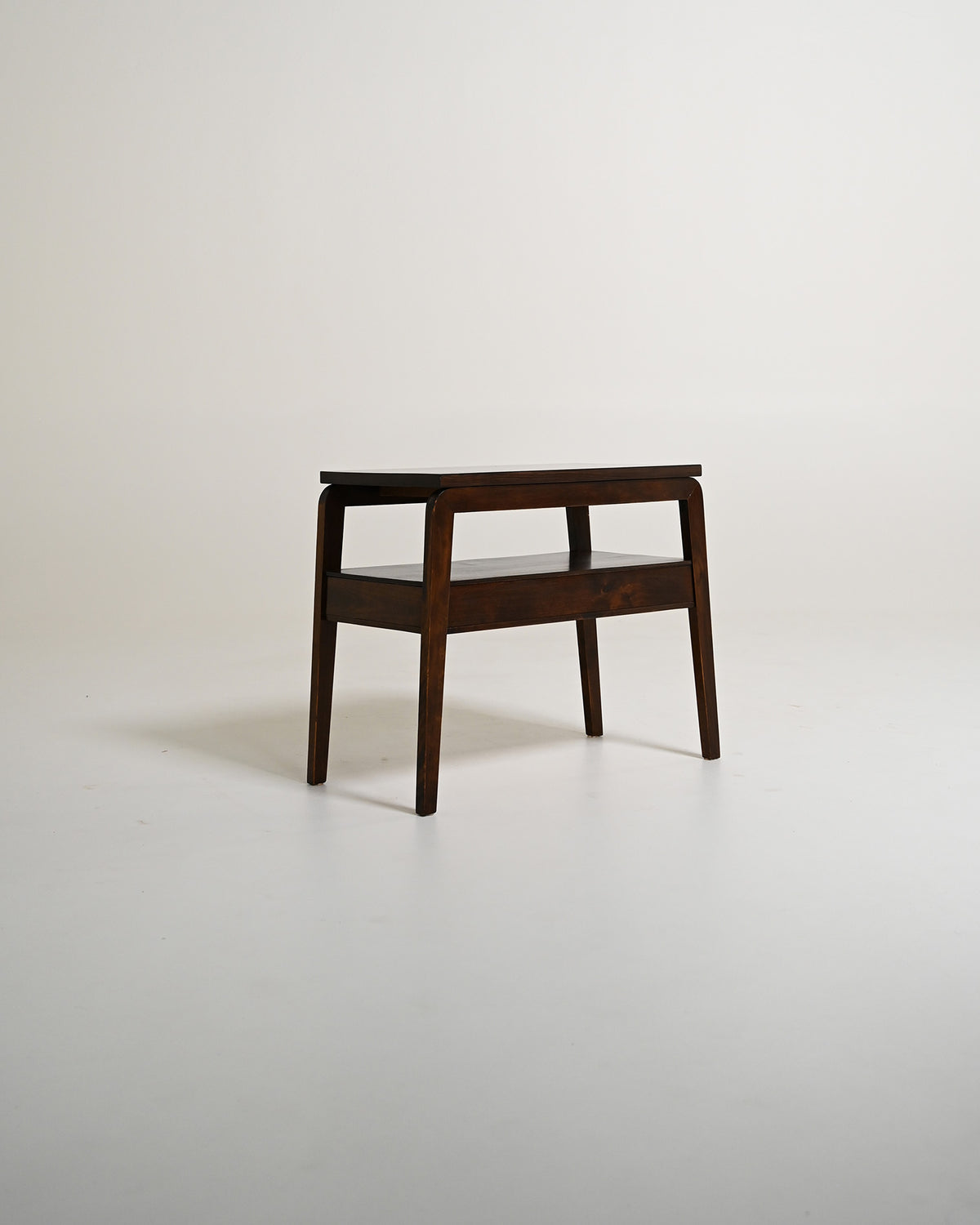 Comodino scandinavo in teak e legno scuro, anni '50