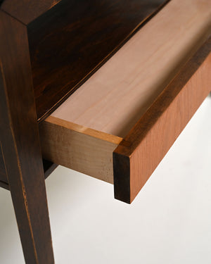 Comodino scandinavo in teak e legno scuro, anni '50