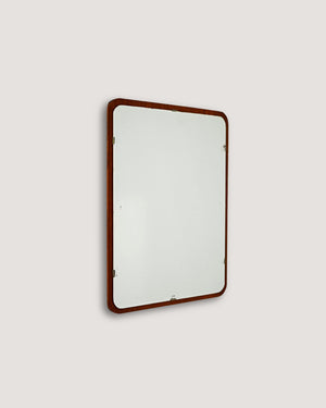 Specchio scandinavo con cornice in teak