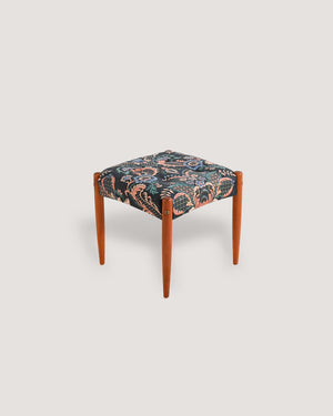 Sgabello scandinavo in teak con seduta imbottita, anni ’60/’70