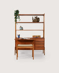 Libreria scandinava in teak con scrivania estraibile