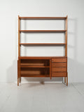 Libreria scandinava in teak con scrivania estraibile 2
