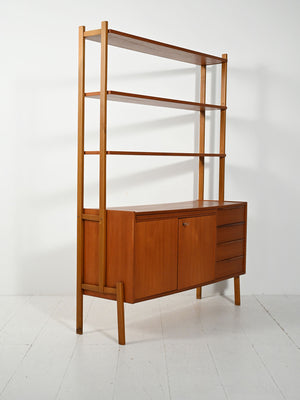 Libreria scandinava in teak con scrivania estraibile 3