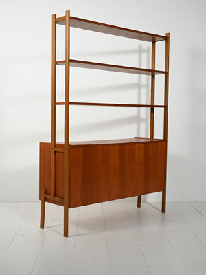 Libreria scandinava in teak con scrivania estraibile 5