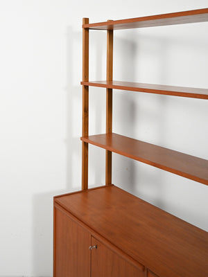 Libreria scandinava in teak con scrivania estraibile 10