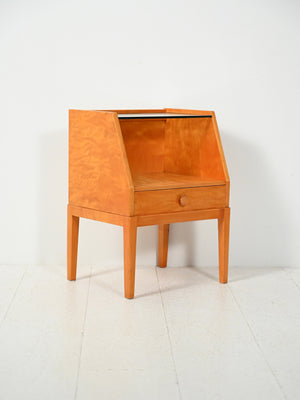 Comodino scandinavo vintage in radica di betulla 2
