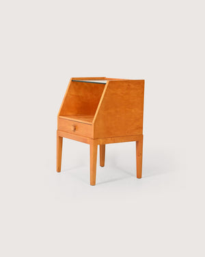 Comodino scandinavo vintage in radica di betulla