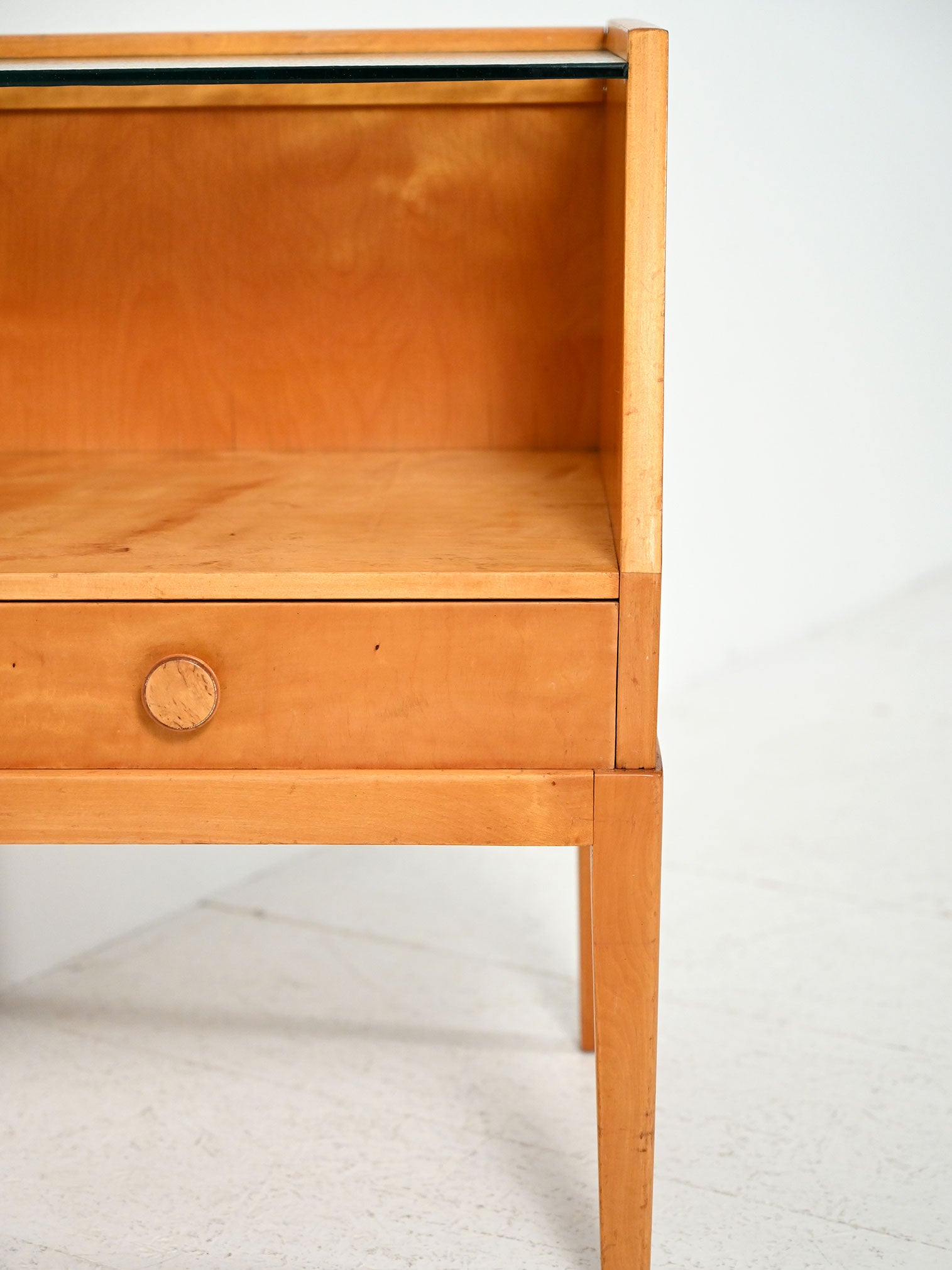 Comodino scandinavo vintage in radica di betulla 6