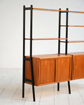 Libreria doppia scandinava in teak con montanti neri, anni ’60 7