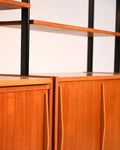 Libreria doppia scandinava in teak con montanti neri, anni ’60 8