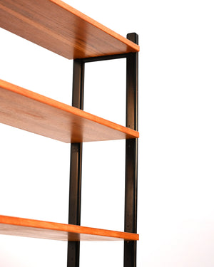Libreria doppia scandinava in teak con montanti neri, anni ’60 9
