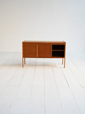 Sideboard scandinavo con scrittoio a scomparsa in teak, anni ’60 2