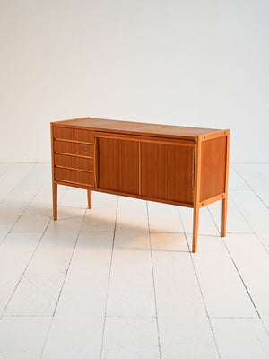 Sideboard scandinavo con scrittoio a scomparsa in teak, anni ’60 4