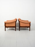 Coppia di poltrone scandinave anni Cinquanta in pelle
