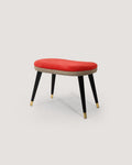 Sgabello scandinavo con velluto rosso e ottone, anni 50