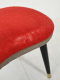 Sgabello scandinavo con velluto rosso e ottone, anni 50 6