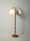 Lampada da terra scandinava a tre bracci in teak e ottone, anni 40–50 2