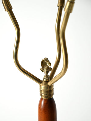 Lampada da terra scandinava a tre bracci in teak e ottone, anni 40–50 5