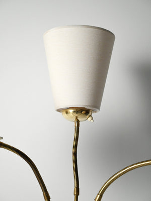 Lampada da terra scandinava a tre bracci in teak e ottone, anni 40–50 6