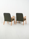 Coppia di Poltrone scandinave in faggio con tappezzeria grigia 4