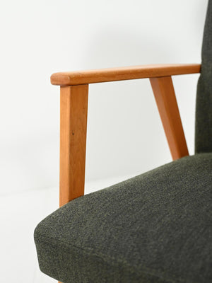 Coppia di Poltrone scandinave in faggio con tappezzeria grigia 8