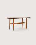 Coffee table scandinavo vintage in teak con piano a barchetta