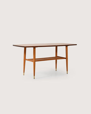 Coffee table scandinavo vintage in teak con piano a barchetta