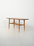 Coffee table scandinavo vintage in teak con piano a barchetta 2