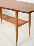 Coffee table scandinavo vintage in teak con piano a barchetta 3