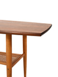Coffee table scandinavo vintage in teak con piano a barchetta 4