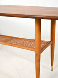 Coffee table scandinavo vintage in teak con piano a barchetta 5