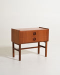 Comodino scandinavo con due cassetti, anni '60