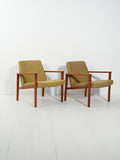 Coppia di poltrone danesi in teak con tappezzeria verde 2