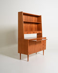 Libreria con scrittoio in teak, produzione scandinava, anni '60
