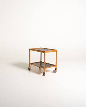 Carrello scandinavo con ripiani neri e vassoio rimovibile
