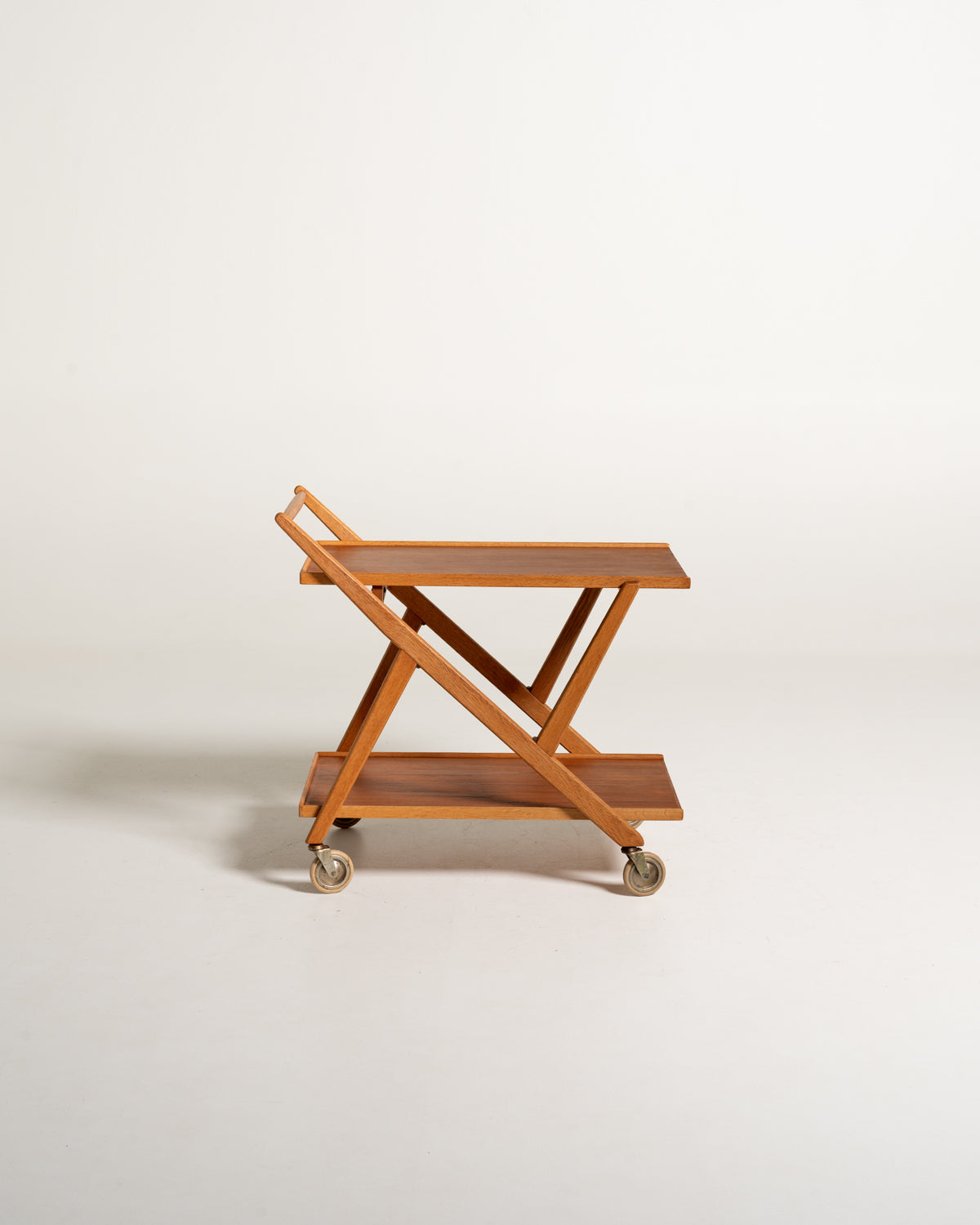Carrello pieghevole in teak e rovere, Nybrofabriken, anni 50