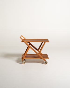 Carrello pieghevole in teak e rovere, Nybrofabriken, anni 50