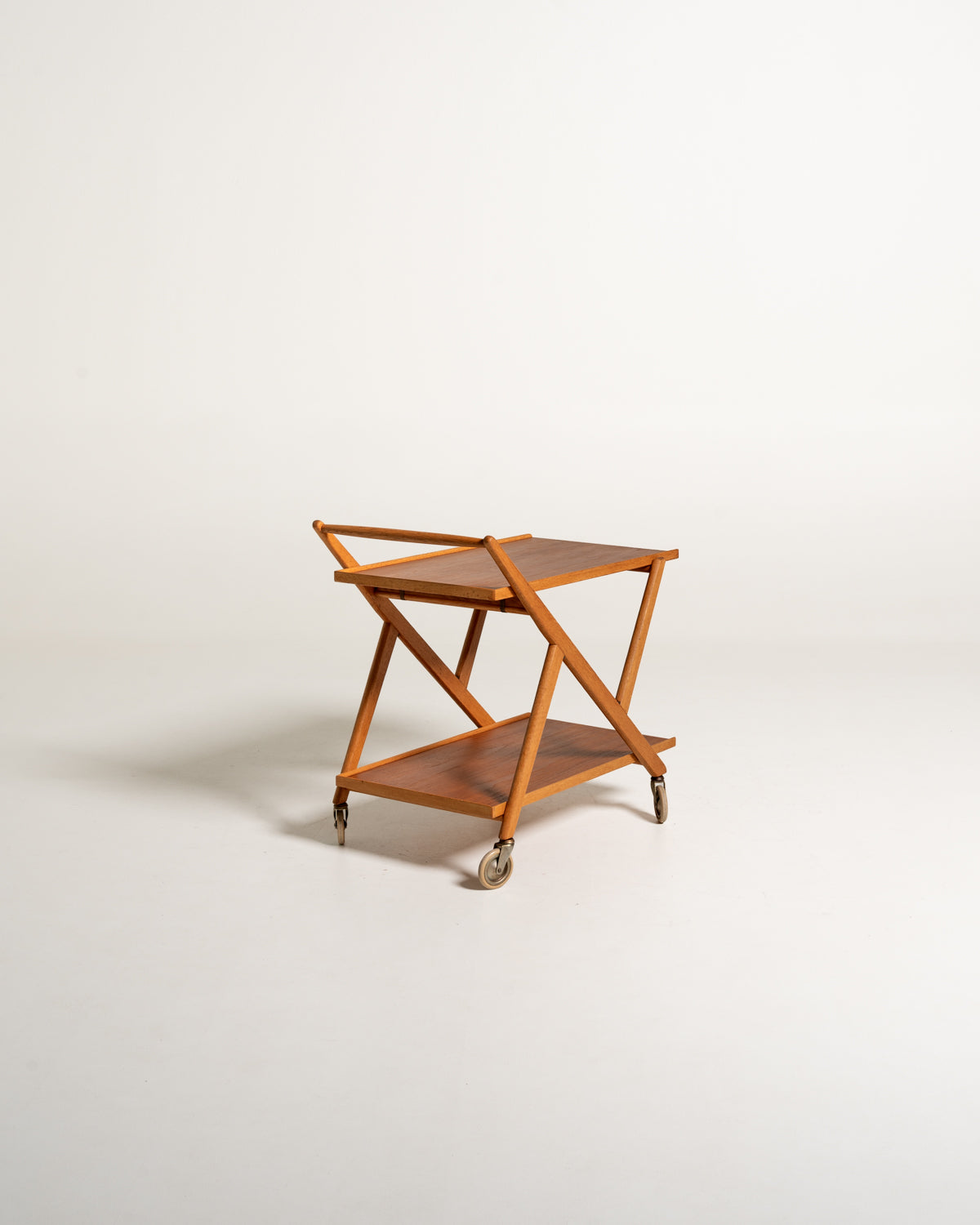 Carrello pieghevole in teak e rovere, Nybrofabriken, anni 50