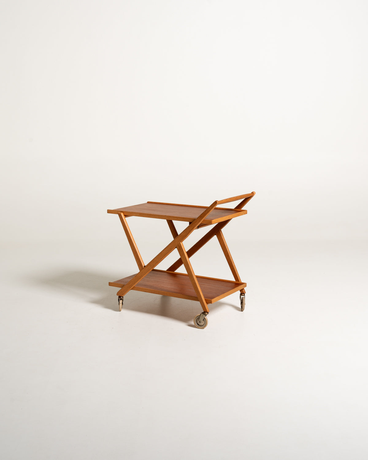 Carrello pieghevole in teak e rovere, Nybrofabriken, anni 50